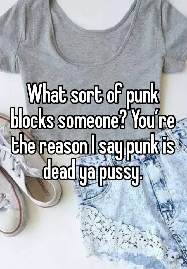 What sort of punk blocks someone? You’re the reason I say punk is dead ya pussy. 