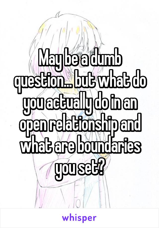 May be a dumb question... but what do you actually do in an open relationship and what are boundaries you set?