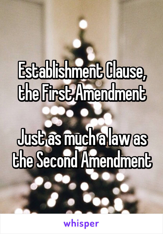 Establishment Clause, the First Amendment

Just as much a law as the Second Amendment