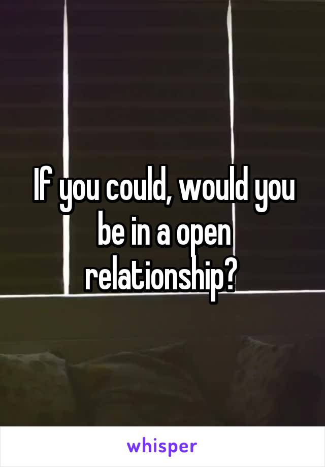 If you could, would you be in a open relationship? 