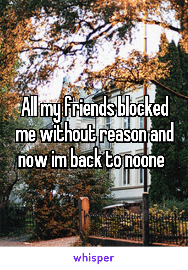 All my friends blocked me without reason and now im back to noone  