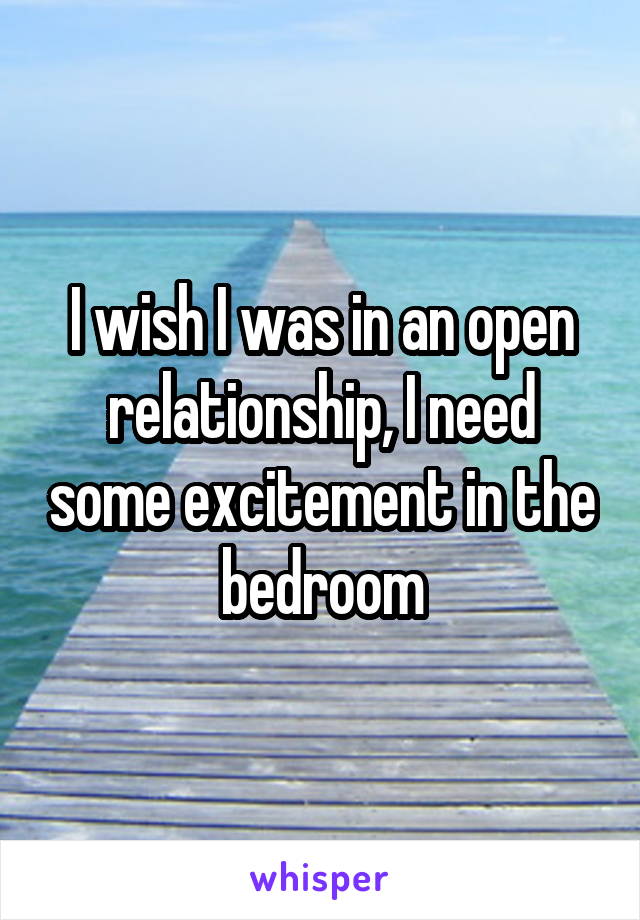 I wish I was in an open relationship, I need some excitement in the bedroom