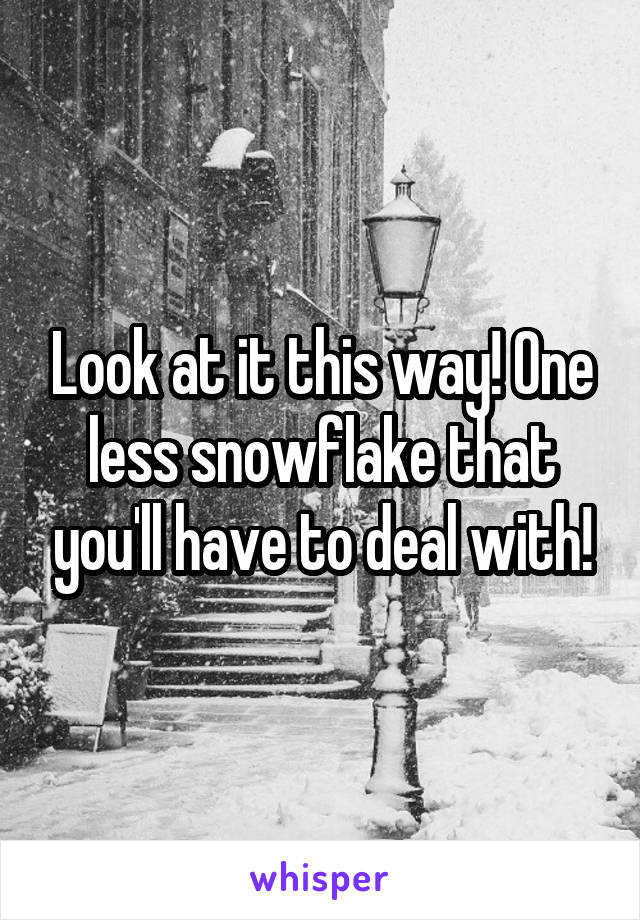 Look at it this way! One less snowflake that you'll have to deal with!