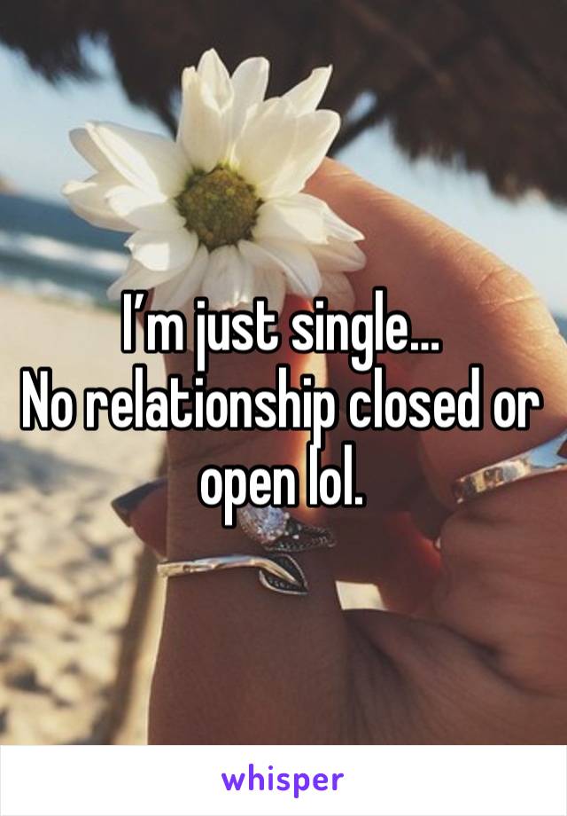 I’m just single…
No relationship closed or open lol. 