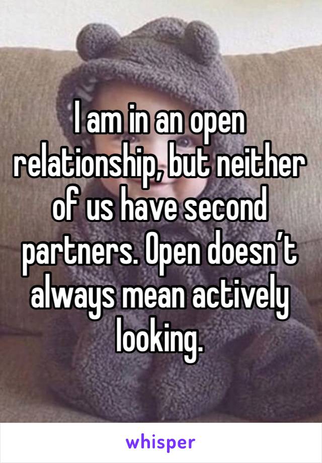 I am in an open relationship, but neither of us have second partners. Open doesn’t always mean actively looking.