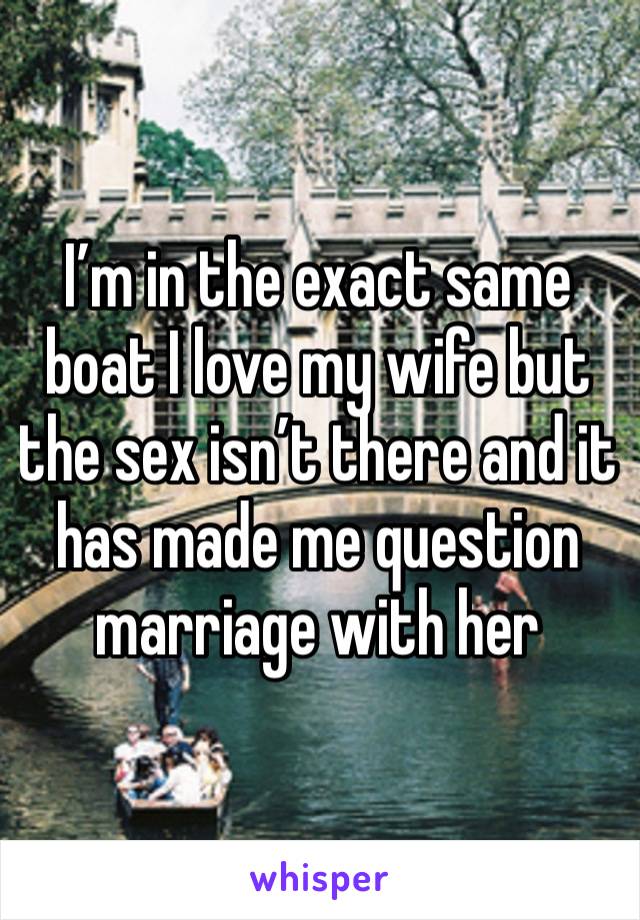 I’m in the exact same boat I love my wife but the sex isn’t there and it has made me question marriage with her 