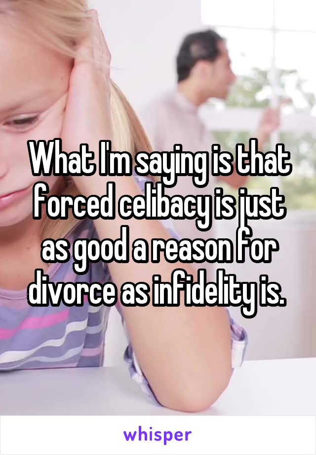 What I'm saying is that forced celibacy is just as good a reason for divorce as infidelity is. 