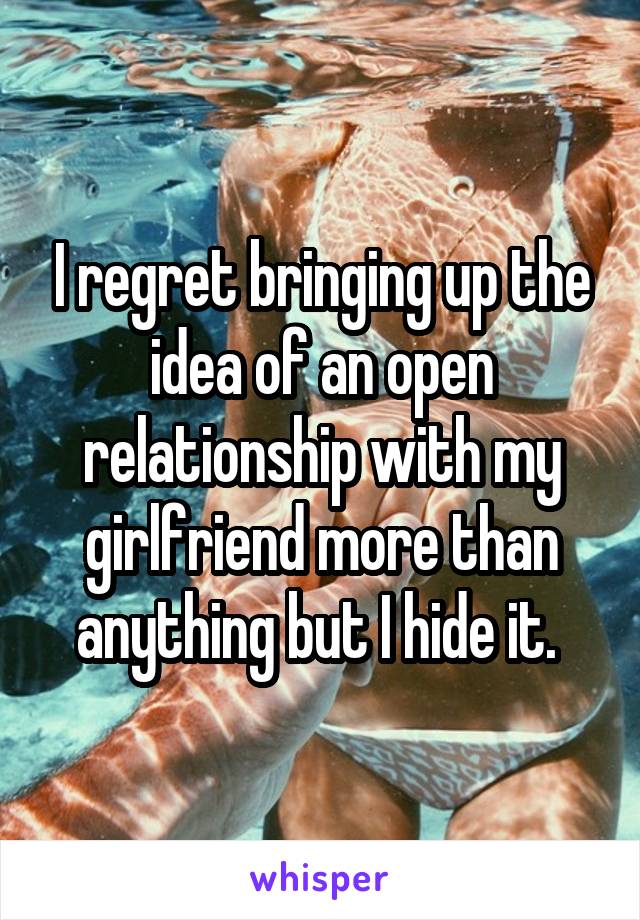 I regret bringing up the idea of an open relationship with my girlfriend more than anything but I hide it. 