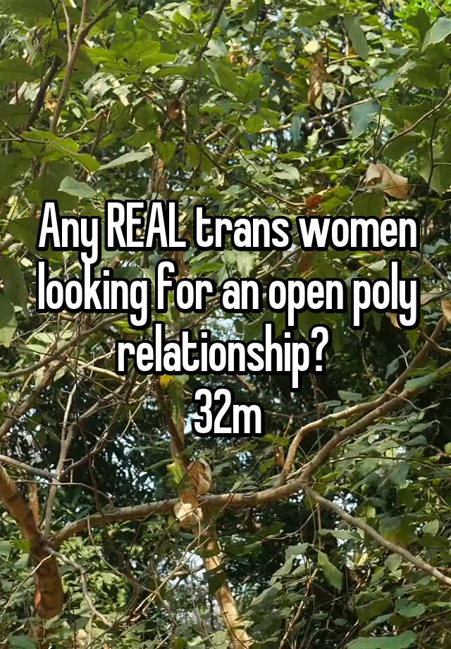 Any REAL trans women looking for an open poly relationship? 
32m