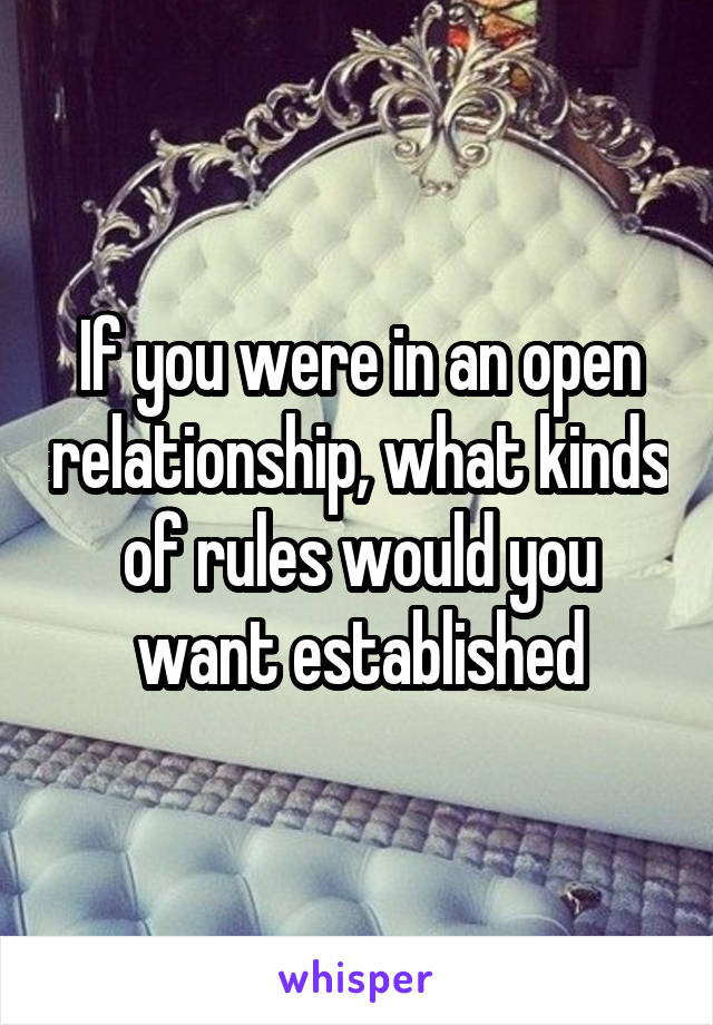 If you were in an open relationship, what kinds of rules would you want established