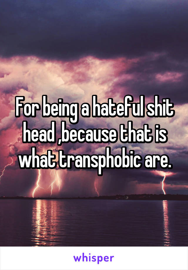 For being a hateful shit head ,because that is what transphobic are.