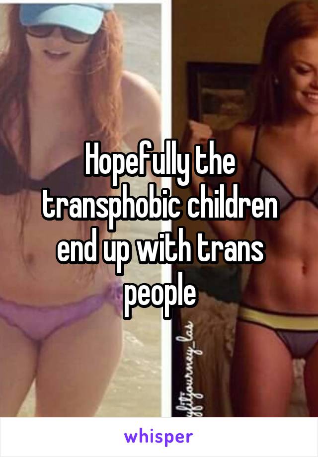 Hopefully the transphobic children end up with trans people