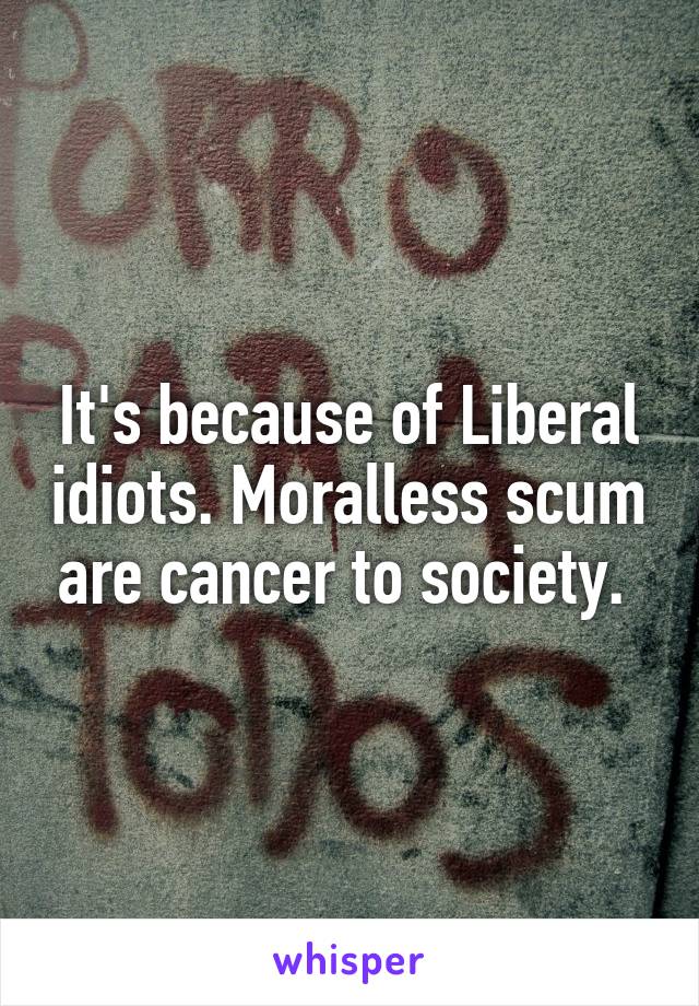 It's because of Liberal idiots. Moralless scum are cancer to society. 