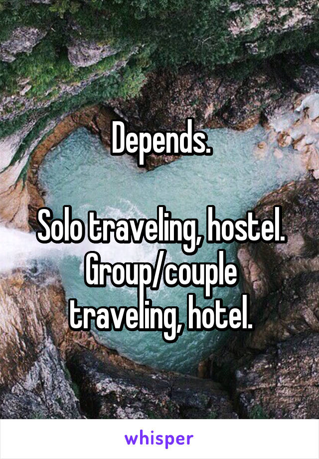 Depends.

Solo traveling, hostel.
Group/couple traveling, hotel.