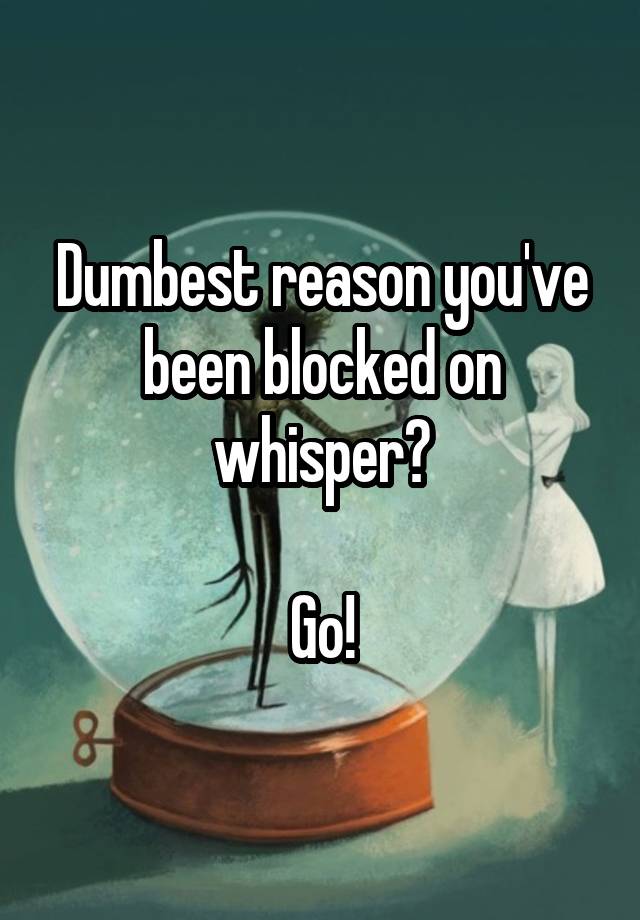 Dumbest reason you've been blocked on whisper?

Go!