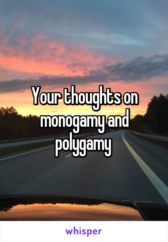 Your thoughts on monogamy and polygamy 