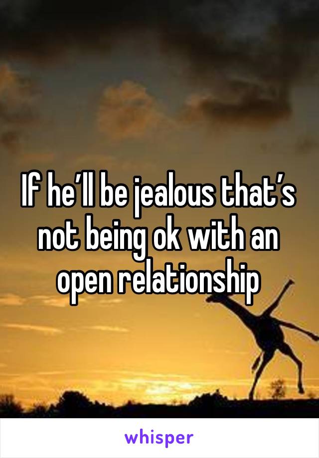 If he’ll be jealous that’s not being ok with an open relationship 