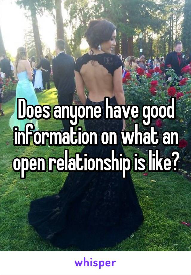 Does anyone have good information on what an open relationship is like?