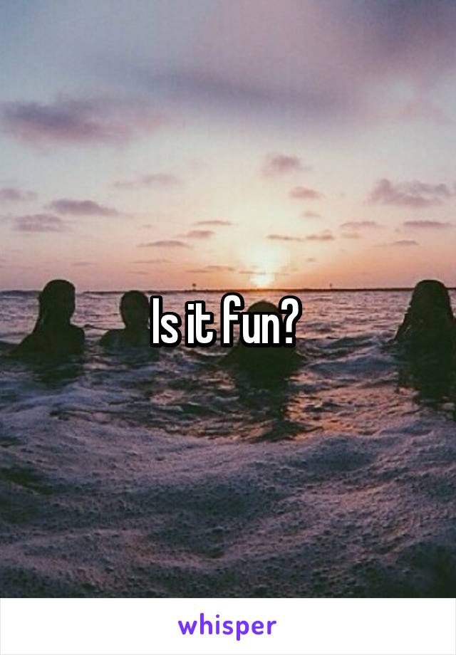 Is it fun? 