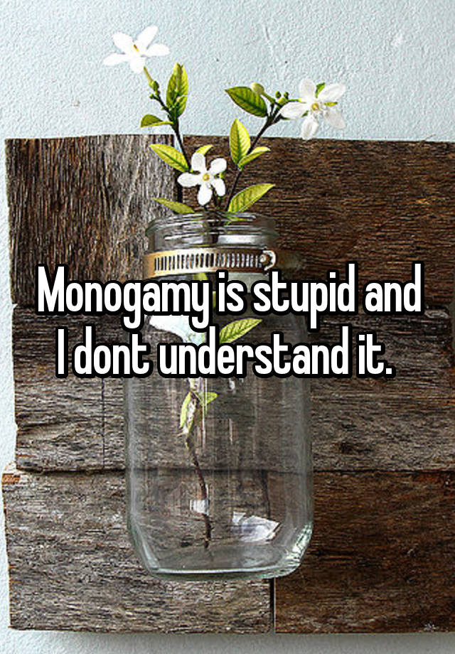 Monogamy is stupid and I dont understand it. 