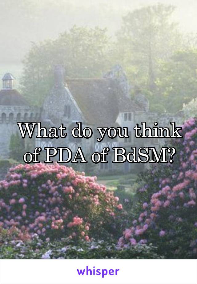 What do you think of PDA of BdSM?