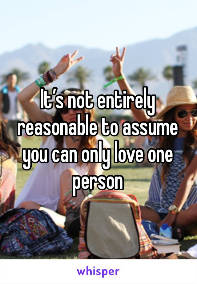 It’s not entirely reasonable to assume you can only love one person 