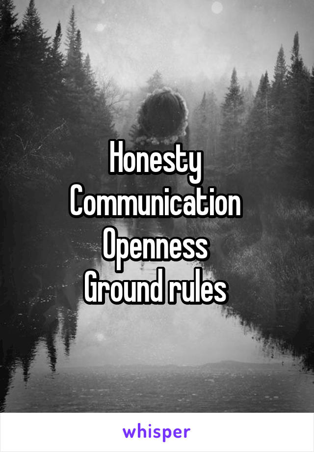 Honesty 
Communication 
Openness 
Ground rules 