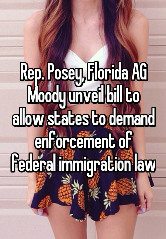 Rep. Posey, Florida AG Moody unveil bill to allow states to demand enforcement of federal immigration law