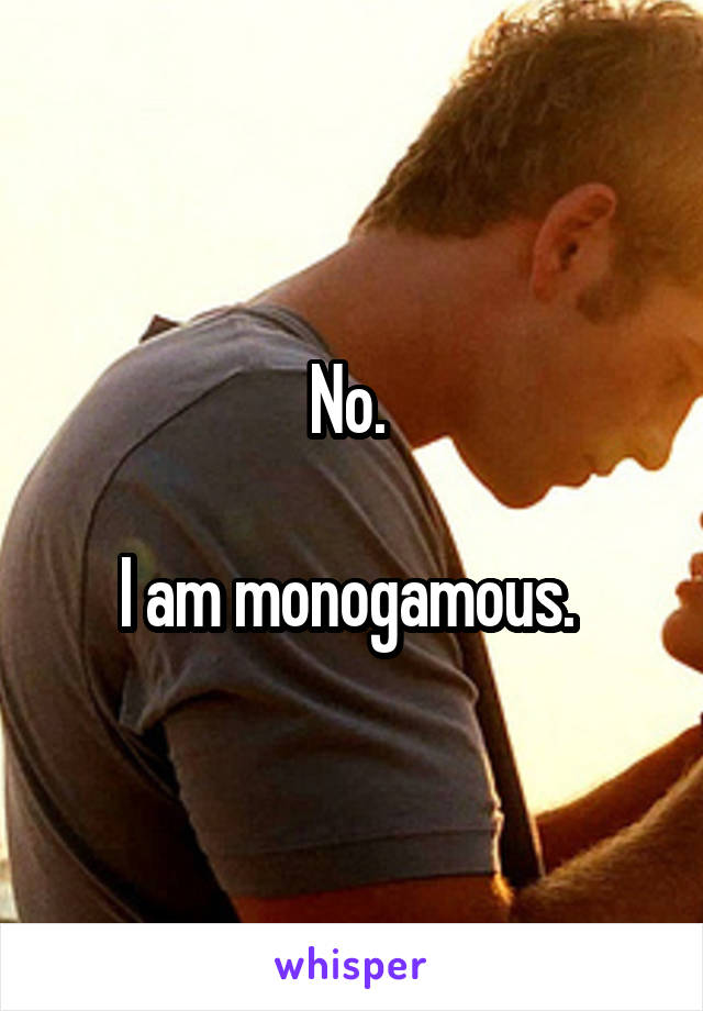 No. 

I am monogamous. 