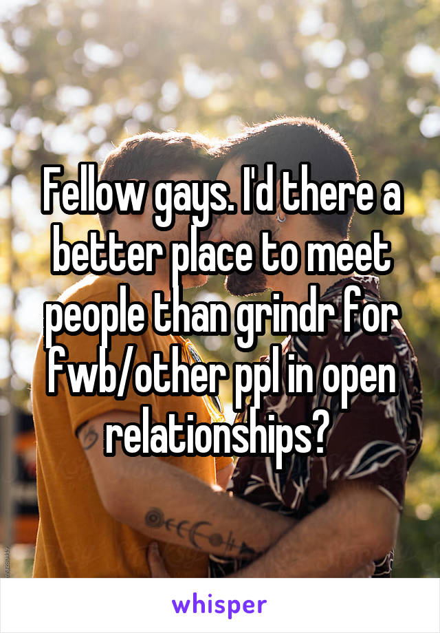 Fellow gays. I'd there a better place to meet people than grindr for fwb/other ppl in open relationships? 