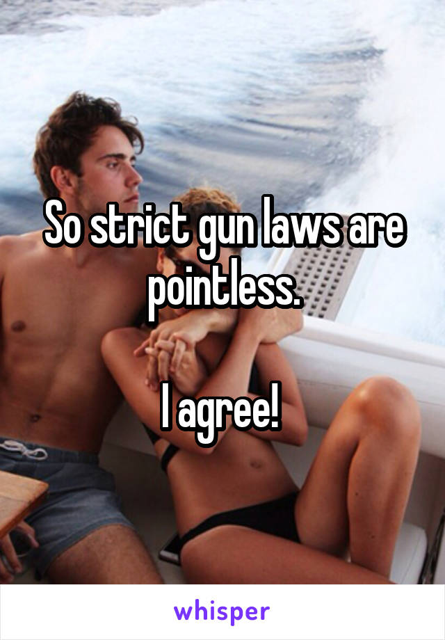 So strict gun laws are pointless.

I agree! 