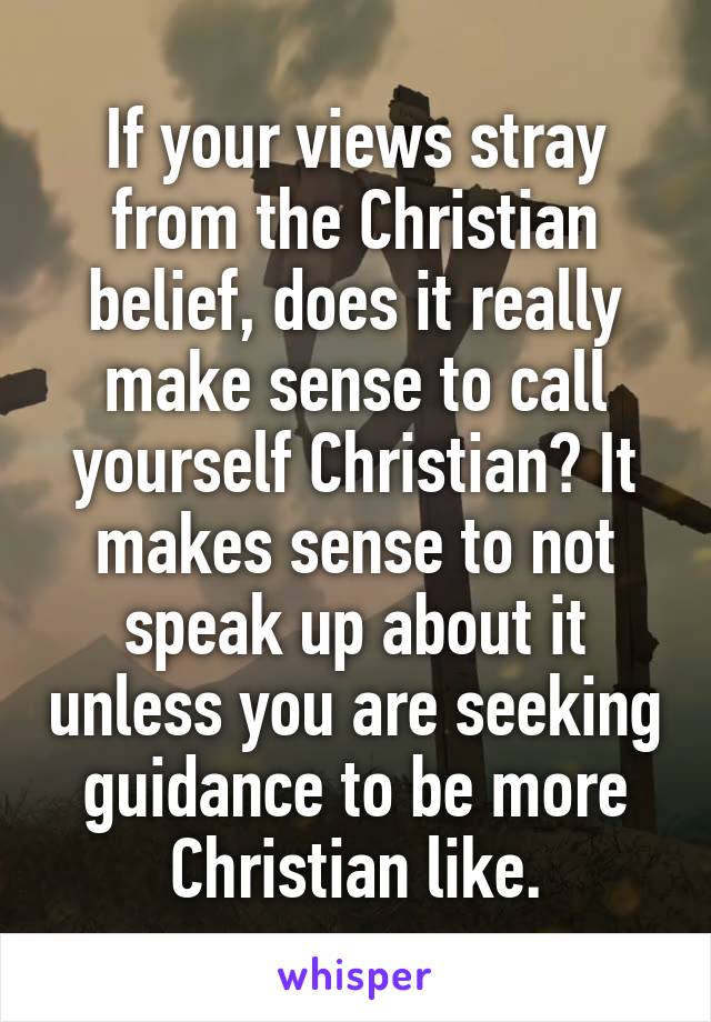 If your views stray from the Christian belief, does it really make sense to call yourself Christian? It makes sense to not speak up about it unless you are seeking guidance to be more Christian like.