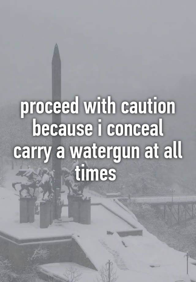 proceed with caution because i conceal carry a watergun at all times 
