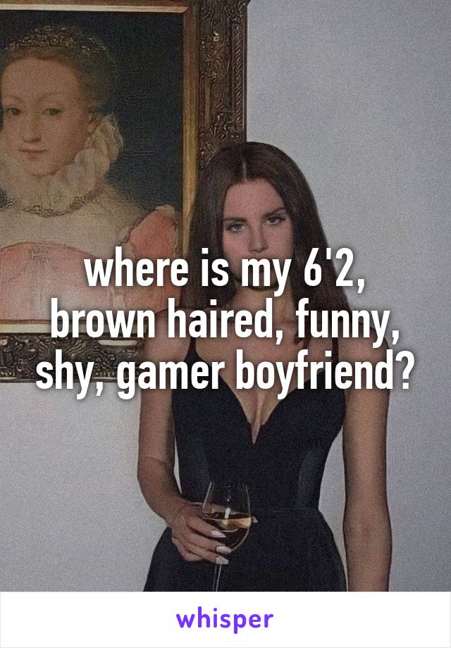 where is my 6'2, brown haired, funny, shy, gamer boyfriend?