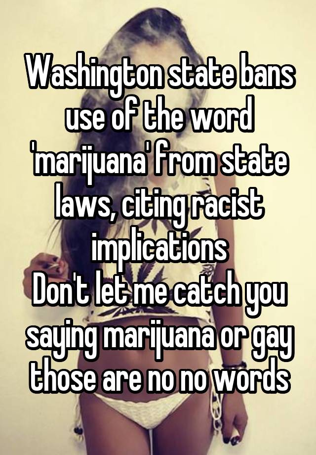 Washington state bans use of the word 'marijuana' from state laws, citing racist implications
Don't let me catch you saying marijuana or gay those are no no words