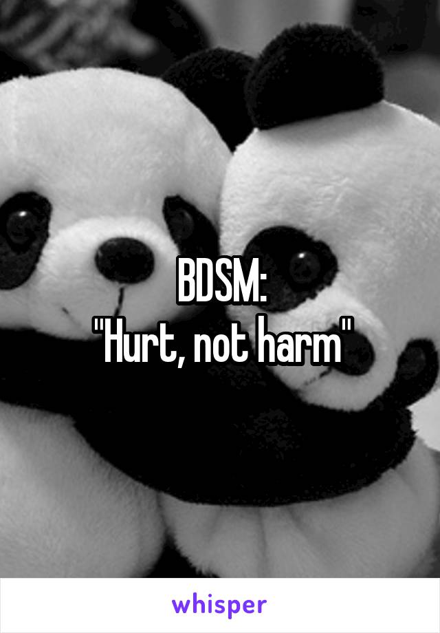 BDSM:
"Hurt, not harm"