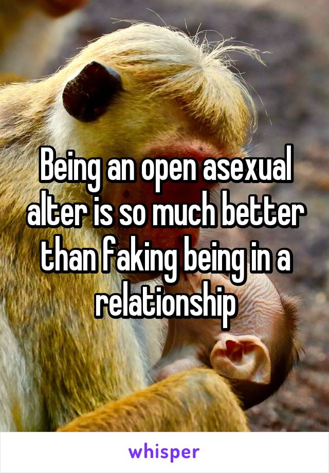 Being an open asexual alter is so much better than faking being in a relationship