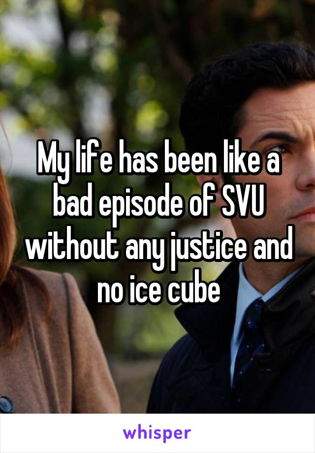 My life has been like a bad episode of SVU without any justice and no ice cube