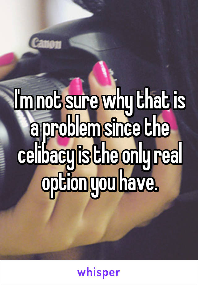 I'm not sure why that is a problem since the celibacy is the only real option you have.