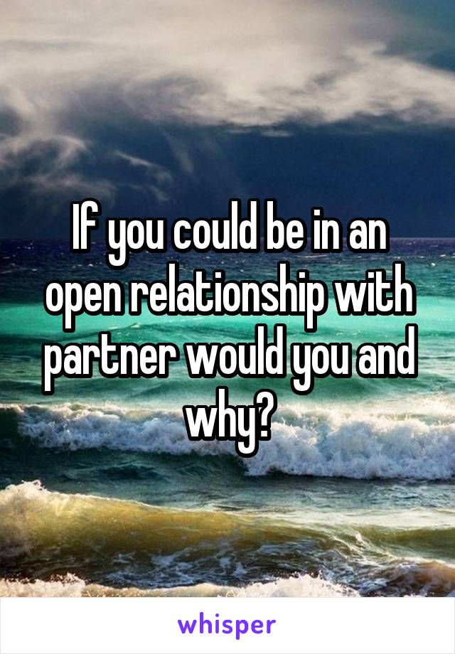 If you could be in an open relationship with partner would you and why?