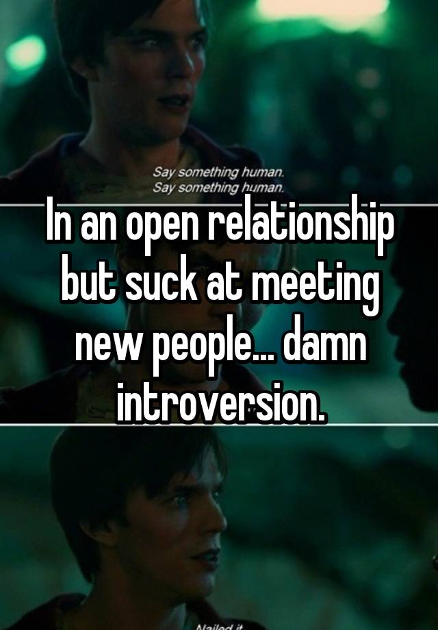 In an open relationship but suck at meeting new people... damn introversion.