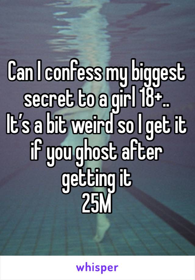 Can I confess my biggest secret to a girl 18+.. 
It’s a bit weird so I get it if you ghost after getting it
25M 