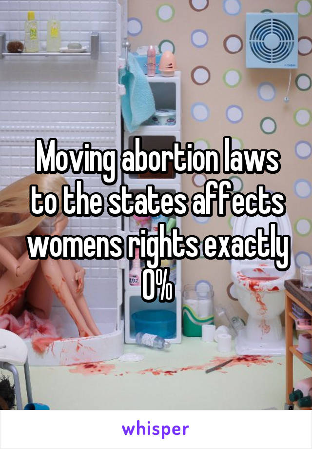 Moving abortion laws to the states affects womens rights exactly 0%