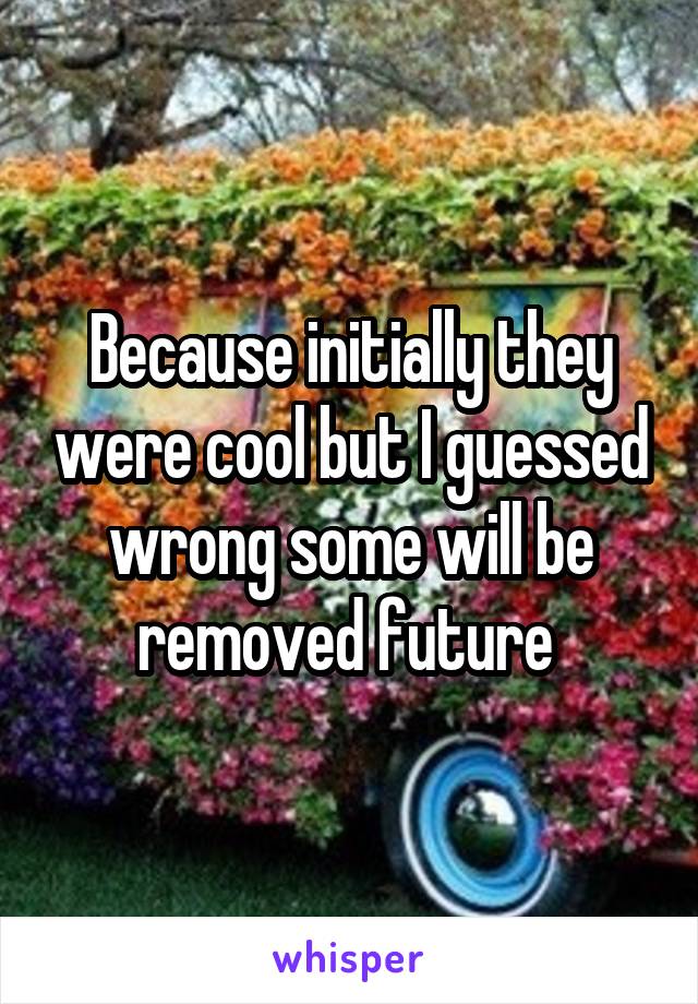 Because initially they were cool but I guessed wrong some will be removed future 