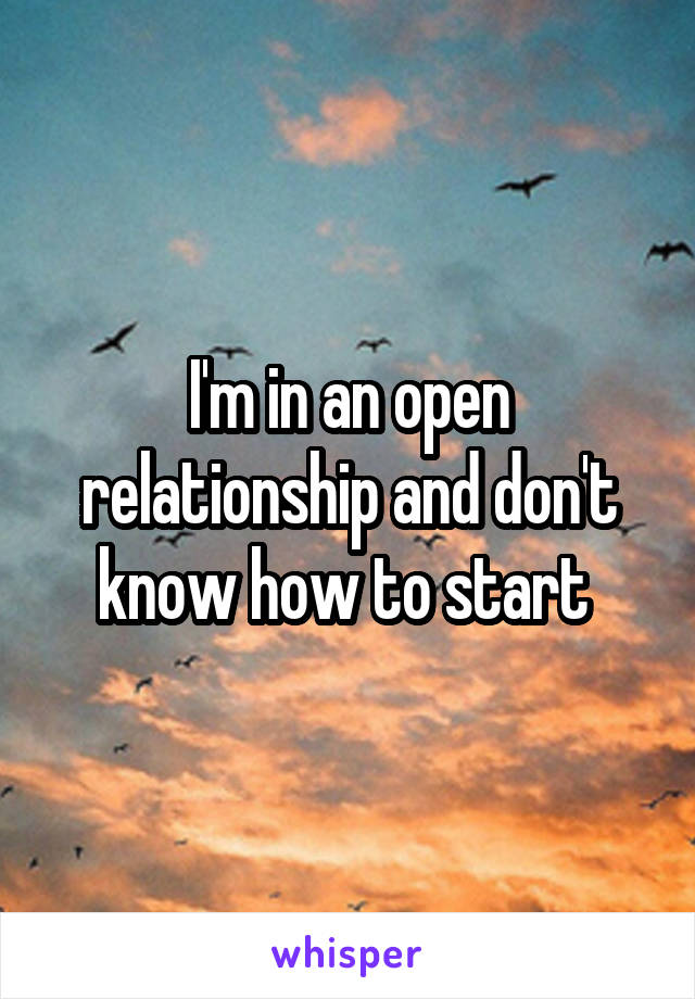 I'm in an open relationship and don't know how to start 