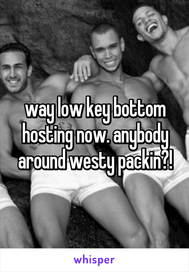 way low key bottom hosting now. anybody around westy packin?!