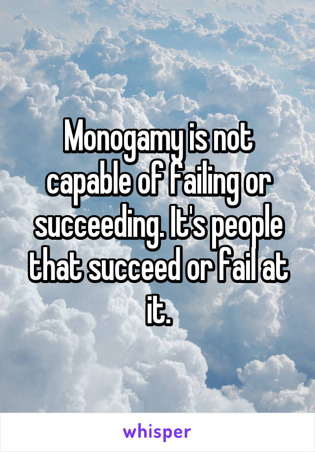 Monogamy is not capable of failing or succeeding. It's people that succeed or fail at it.