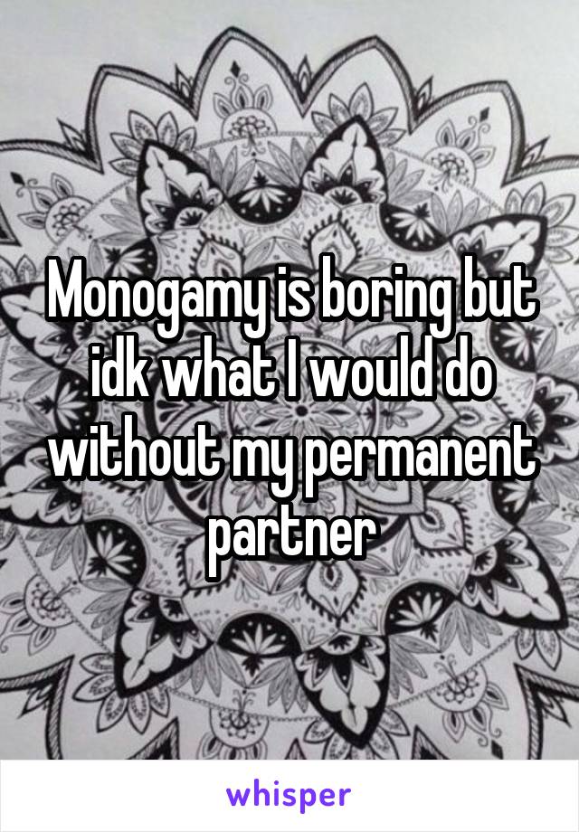 Monogamy is boring but idk what I would do without my permanent partner