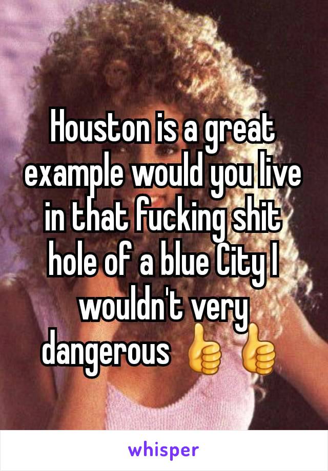 Houston is a great example would you live in that fucking shit hole of a blue City I wouldn't very dangerous 👍👍