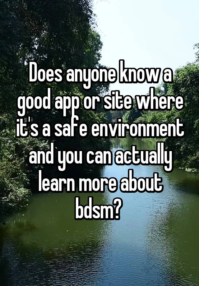 Does anyone know a good app or site where it's a safe environment and you can actually learn more about bdsm? 